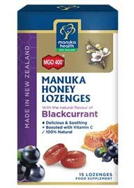 Cukierki z Miodem Manuka MGO™ 400+ i witaminą C, o smaku czarnej porzeczki 65 g (15 cukierków) Manuka Health New Zealand