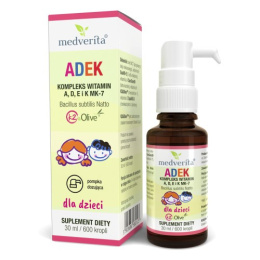 ADEK dla dzieci - kompleks witamin A, D, E i K MK-7 30ml/ 600 kropli MEDVERITA