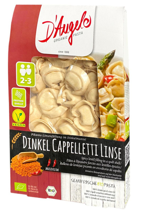 CAPPELLETTI ORKISZOWE Z SOCZEWICĄ PIKANTNE BIO 250 g - D`ANGELO