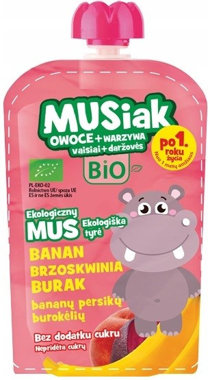 Mus owocowo- warzywny banan brzoskwinia burak BIO 100 g MUSIAK