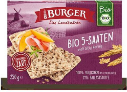 PIECZYWO CHRUPKIE BŁONNIKOWE ŻYTNIE RAZOWE 5 ZIAREN BIO 250 g - BURGER