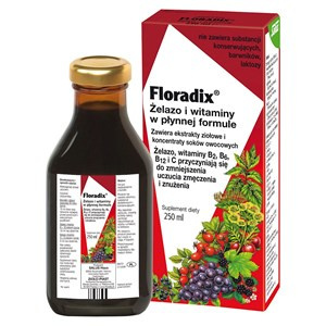 ŻELAZO + WITAMINY DLA DZIECI I DOROSŁYCH W PŁYNIE 250 ml - SALUS (FLORADIX)