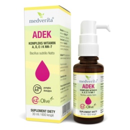 ADEK (ß-Karoten) dla dzieci - kompleks witamin A, D, E i K MK-7 - krople 30 ml MEDVERITA