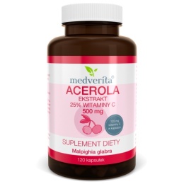 Acerola ekstrakt 500MG 25% witaminy C - 120 kapsułek MEDVERITA