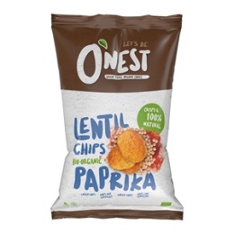 CHIPSY Z SOCZEWICY PAPRYKOWE BEZGLUTENOWE BIO 40 g - O'NEST