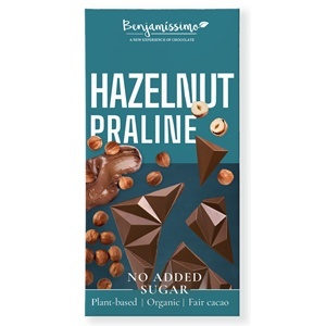 CZEKOLADA Z ORZECHAMI LASKOWYMI BEZ DODATKU CUKRÓW BEZGLUTENOWA BIO 60 g - BENJAMISSIMO