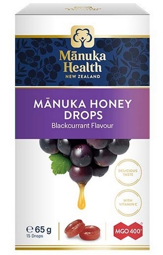 Cukierki z Miodem Manuka MGO™ 400+ i witaminą C, o smaku czarnej porzeczki 65 g (15 cukierków) Manuka Health New Zealand