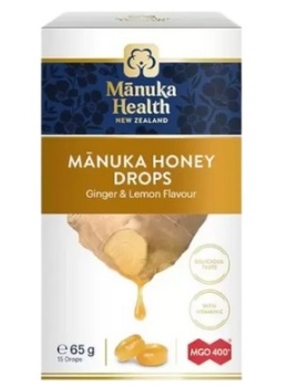Cukierki z Miodem Manuka MGO™ 400+ i witaminą C, o smaku imbirowo-cytrynowym Manuka Health New Zealand