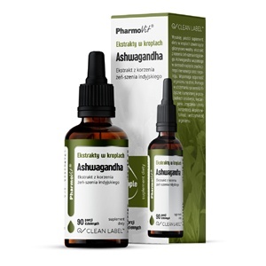 EKSTRAKTY W KROPLACH ASHWAGANDHA BEZGLUTENOWE 30 ml - PHARMOVIT (CLEAN LABEL)