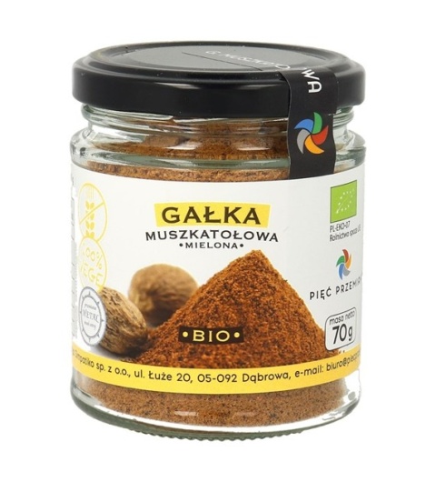 GAŁKA MUSZKATOŁOWA MIELONA BEZGLUTENOWA BIO 70 g - PIĘĆ PRZEMIAN