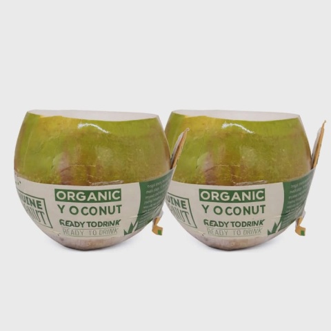KOKOSY MŁODE BIO ZE SŁOMKĄ (2szt.x ok 0,80 kg) - GENUINE COCONUT