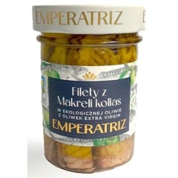 MAKRELA FILETY W BIO OLIWIE Z OLIWEK EXTRA VIRGIN 180 g (SŁOIK) - EMPERATRIZ