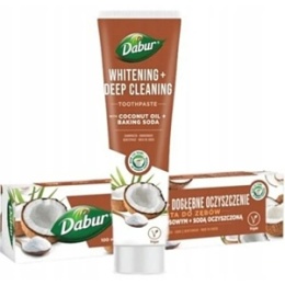 PASTA DO ZĘBÓW WYBIELAJĄCA Z OLEJEM KOKOSOWYM I SODĄ OCZYSZCZONĄ BEZ FLUORU 100 ml - DABUR
