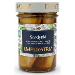 SARDYNKI EUROPEJSKIE W BIO OLIWIE Z OLIWEK EXTRA VIRGIN 180 g (SŁOIK) - EMPERATRIZ