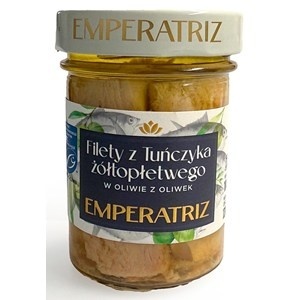 TUŃCZYK ŻÓŁTOPŁETWY MSC W OLIWIE Z OLIWEK 180 g (SŁOIK) EMPERATRIZ