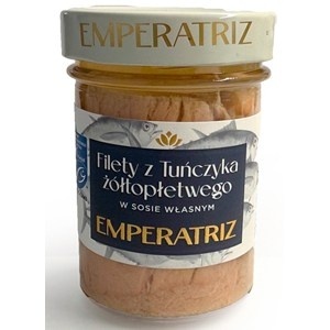 TUŃCZYK ŻÓŁTOPŁETWY MSC W SOSIE WŁASNYM 185 g (130 g) (SŁOIK) EMPERATRIZ