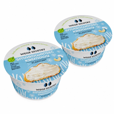 WEGAŃSKA ALTERNATYWA SERKA TWAROGOWEGO Z ORZECHÓW NERKOWCA BEZGLUTENOWA 2 X 130 g - WEGE SIOSTRY